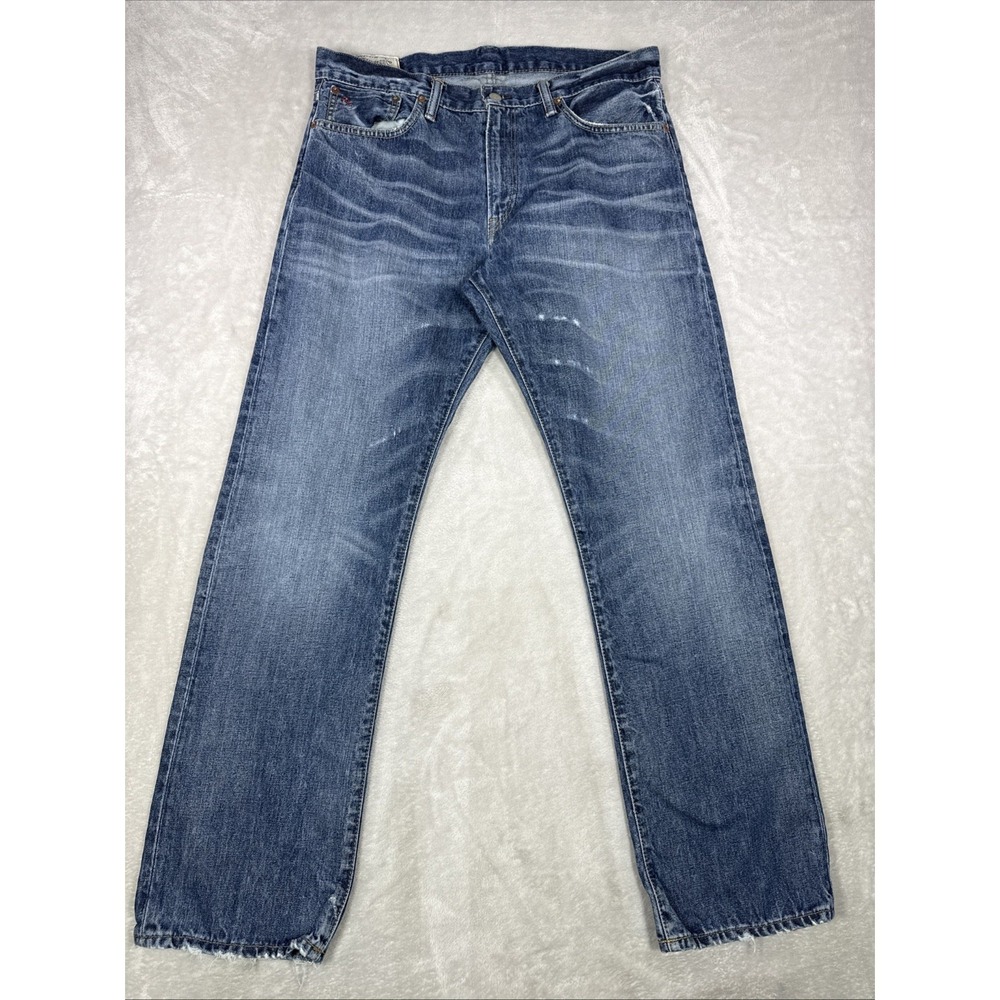 Polo Ralph Lauren 867 Classic Fit Jeans Men's 34x32 Blue Denim Straight Distress